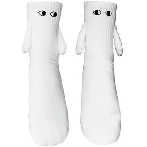 1 Pair Magnetic Hand-Holding Socks – Cute Couple’s Quirky Cotton Socks with Pull